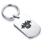 Stainless Steel Mythical Cerberus Head Dog Tag Keychain - Comfort Zone Studios