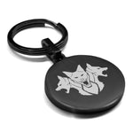 Stainless Steel Mythical Cerberus Head Round Medallion Keychain