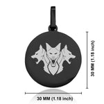 Stainless Steel Mythical Cerberus Head Round Medallion Keychain