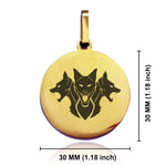 Stainless Steel Mythical Cerberus Head Round Medallion Pendant