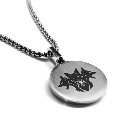 Stainless Steel Mythical Cerberus Head Round Medallion Pendant