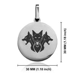 Stainless Steel Mythical Cerberus Head Round Medallion Keychain