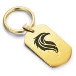 Stainless Steel Mythical Phoenix Head Dog Tag Keychain - Comfort Zone Studios