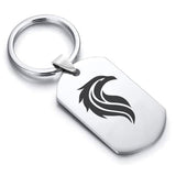 Stainless Steel Mythical Phoenix Head Dog Tag Keychain - Comfort Zone Studios