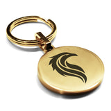 Stainless Steel Mythical Phoenix Head Round Medallion Keychain