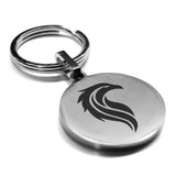 Stainless Steel Mythical Phoenix Head Round Medallion Keychain