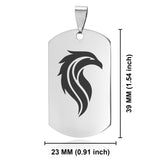 Stainless Steel Mythical Phoenix Head Dog Tag Keychain - Comfort Zone Studios