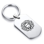 Stainless Steel Mythical Medusa Head Dog Tag Keychain - Comfort Zone Studios