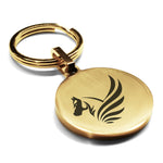 Stainless Steel Mythical Pegasus Head Round Medallion Keychain