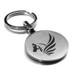 Stainless Steel Mythical Pegasus Head Round Medallion Keychain