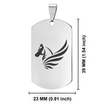 Stainless Steel Mythical Pegasus Head Dog Tag Pendant - Comfort Zone Studios