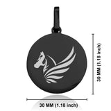 Stainless Steel Mythical Pegasus Head Round Medallion Keychain