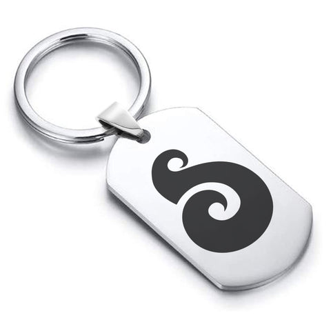 Stainless Steel Matau (Fish Hook) Maori Symbol Dog Tag Keychain - Comfort Zone Studios