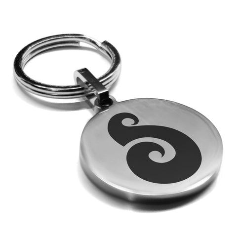 Stainless Steel Matau (Fish Hook) Maori Symbol Round Medallion Keychain