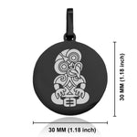 Stainless Steel Hei Tiki Maori Symbol Round Medallion Keychain
