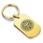 Stainless Steel Sun Maori Symbol Dog Tag Keychain - Comfort Zone Studios