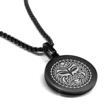 Stainless Steel Sun Maori Symbol Round Medallion Pendant