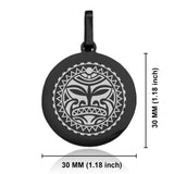 Stainless Steel Sun Maori Symbol Round Medallion Keychain