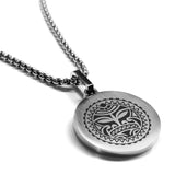 Stainless Steel Sun Maori Symbol Round Medallion Pendant