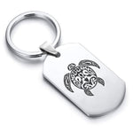 Stainless Steel Turtle Maori Symbol Dog Tag Keychain - Comfort Zone Studios