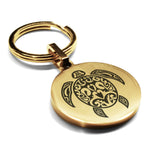 Stainless Steel Turtle Maori Symbol Round Medallion Keychain