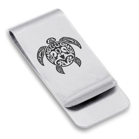 Stainless Steel Turtle Maori Symbol Classic Slim Money Clip