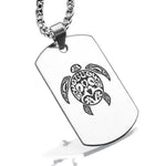 Stainless Steel Turtle Maori Symbol Dog Tag Pendant - Comfort Zone Studios