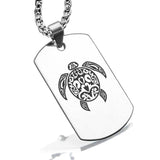 Stainless Steel Turtle Maori Symbol Dog Tag Pendant - Comfort Zone Studios