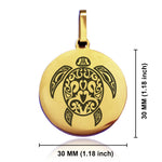 Stainless Steel Turtle Maori Symbol Round Medallion Pendant
