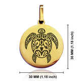 Stainless Steel Turtle Maori Symbol Round Medallion Keychain