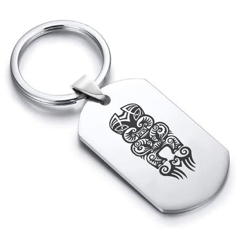 Stainless Steel Taniwha Maori Symbol Dog Tag Keychain - Comfort Zone Studios