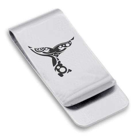 Stainless Steel Whale Tail Maori Symbol Classic Slim Money Clip