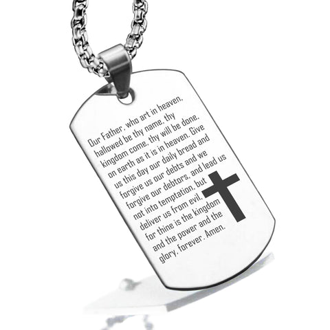 Stainless Steel The Lord’s Prayer Dog Tag Pendant