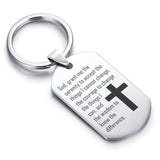Stainless Steel The Serenity Prayer Dog Tag Keychain