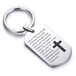 Stainless Steel Lead Us Prayer Dog Tag Keychain