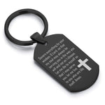 Stainless Steel Let Me Serve You Prayer Dog Tag Keychain
