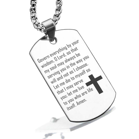 Stainless Steel Let Me Serve You Prayer Dog Tag Pendant