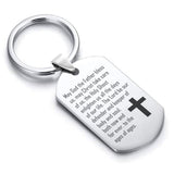 Stainless Steel Trinity Prayer Dog Tag Keychain
