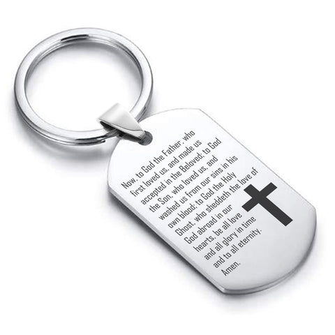 Stainless Steel Beloved Prayer Dog Tag Keychain