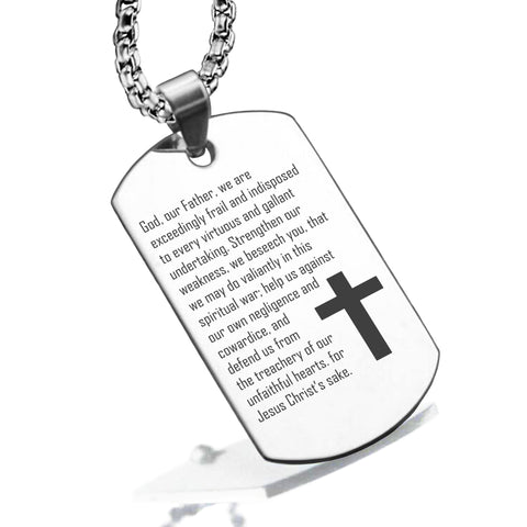 Stainless Steel Strengthen Us Prayer Dog Tag Pendant