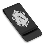 Stainless Steel Royal Crest Alphabet Letter A initial Classic Slim Money Clip