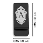 Stainless Steel Royal Crest Alphabet Letter A initial Classic Slim Money Clip
