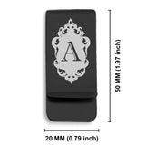 Stainless Steel Royal Crest Alphabet Letter A initial Classic Slim Money Clip