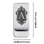 Stainless Steel Royal Crest Alphabet Letter A initial Classic Slim Money Clip