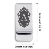 Stainless Steel Royal Crest Alphabet Letter A initial Classic Slim Money Clip
