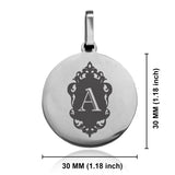 Stainless Steel Royal Crest Alphabet Letter A initial Round Medallion Pendant