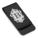 Stainless Steel Royal Crest Alphabet Letter B initial Classic Slim Money Clip