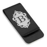 Stainless Steel Royal Crest Alphabet Letter B initial Classic Slim Money Clip