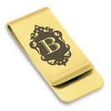 Stainless Steel Royal Crest Alphabet Letter B initial Classic Slim Money Clip