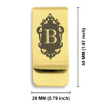 Stainless Steel Royal Crest Alphabet Letter B initial Classic Slim Money Clip